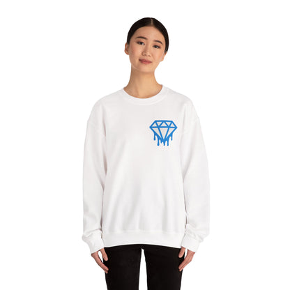 Dripping Blue Diamond Crewneck Sweatshirt — Stadium Nightscape Back Print