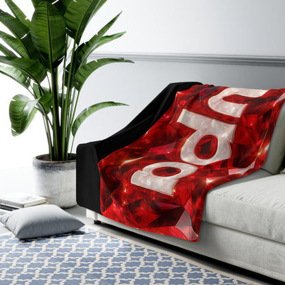 Sherpa Blanket with Red Gem 'Sup' Logo — Cozy Plush Throw for Home & Gifts