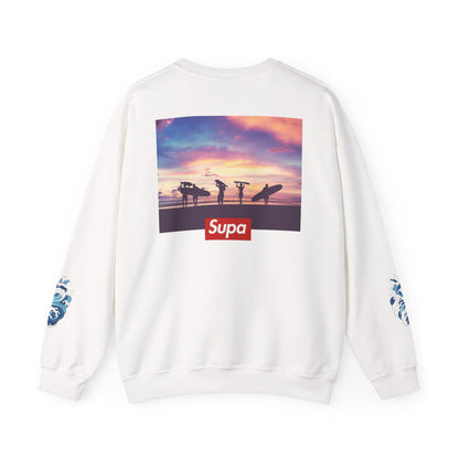 Supa Surf Crewneck Sweatshirt – Vintage Surf Photo & Logo Pullover