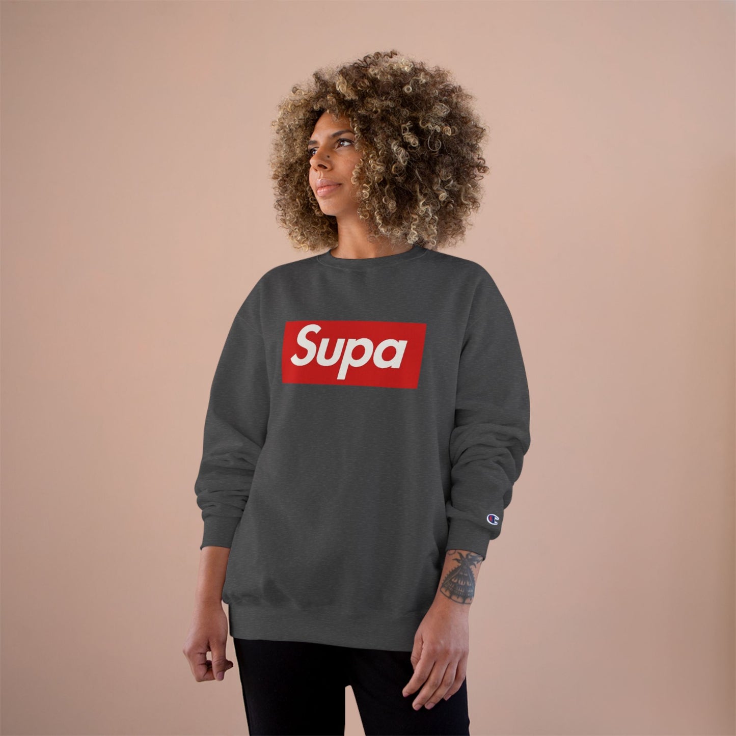 Supa Bee Champion Sweatshirt - Stylish & Cozy White Crewneck