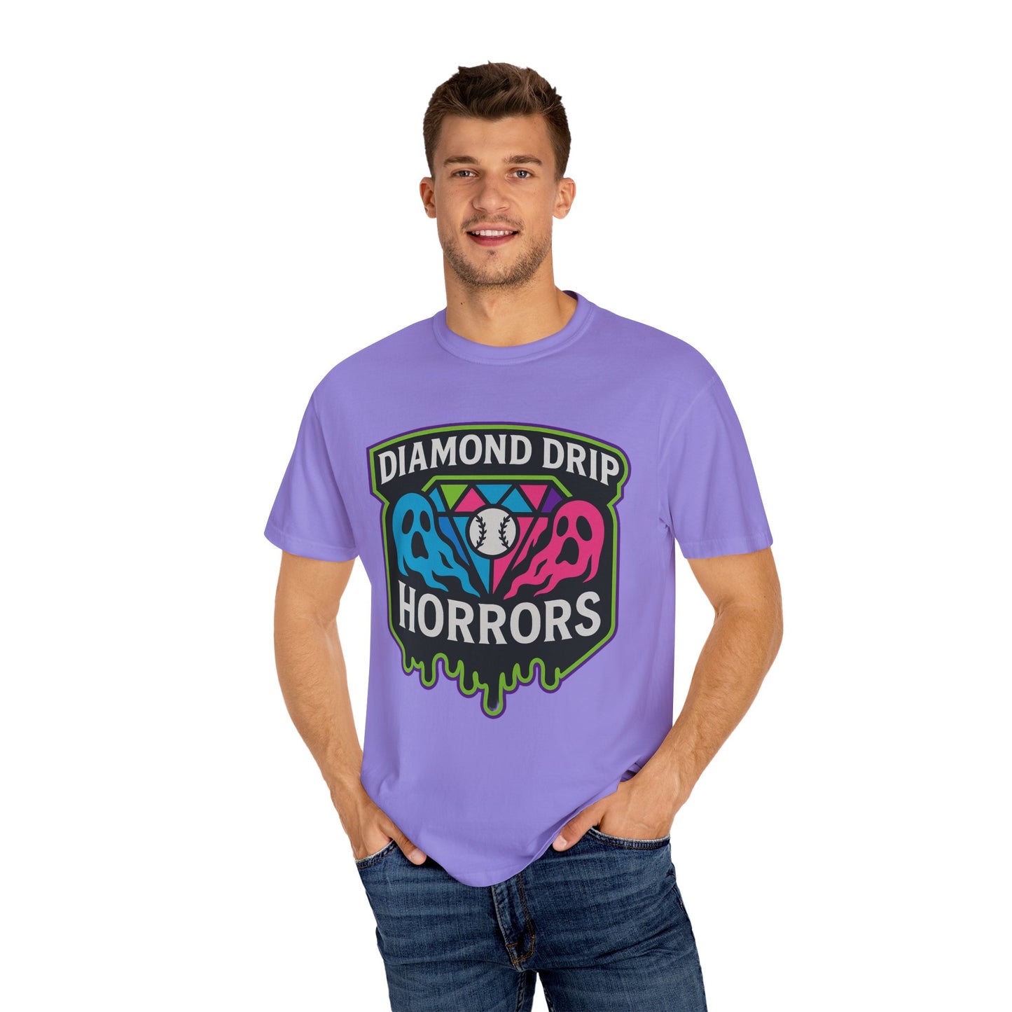 Diamond Drip Horrors Baseball T-Shirt — Fang Fielder Graphic Tee