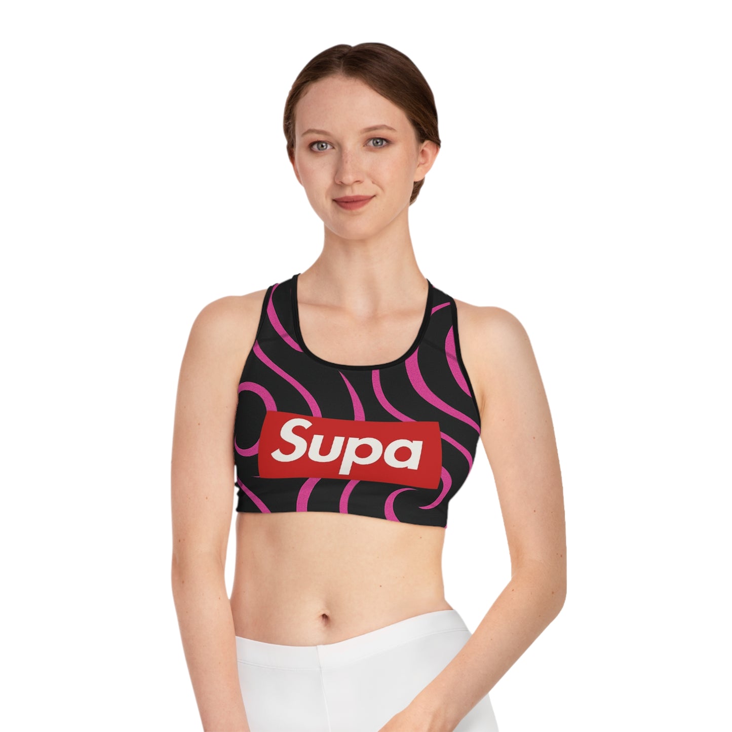 Sports Bra — 'Supa' Pink Swirl Active Crop Top