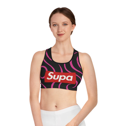 Sports Bra — 'Supa' Pink Swirl Active Crop Top