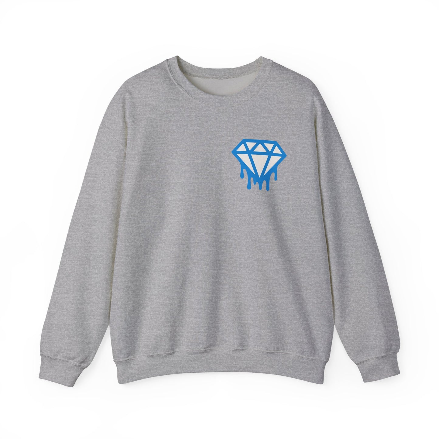 Dripping Blue Diamond Crewneck Sweatshirt — Stadium Nightscape Back Print
