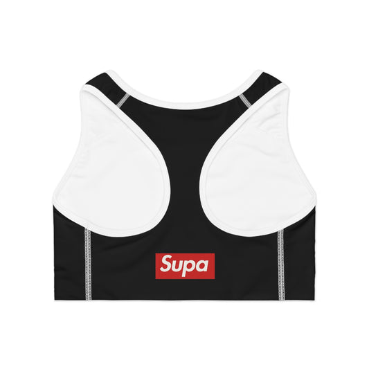Supa Bubble Text Sports Bra — Bold Pink Graphic Activewear