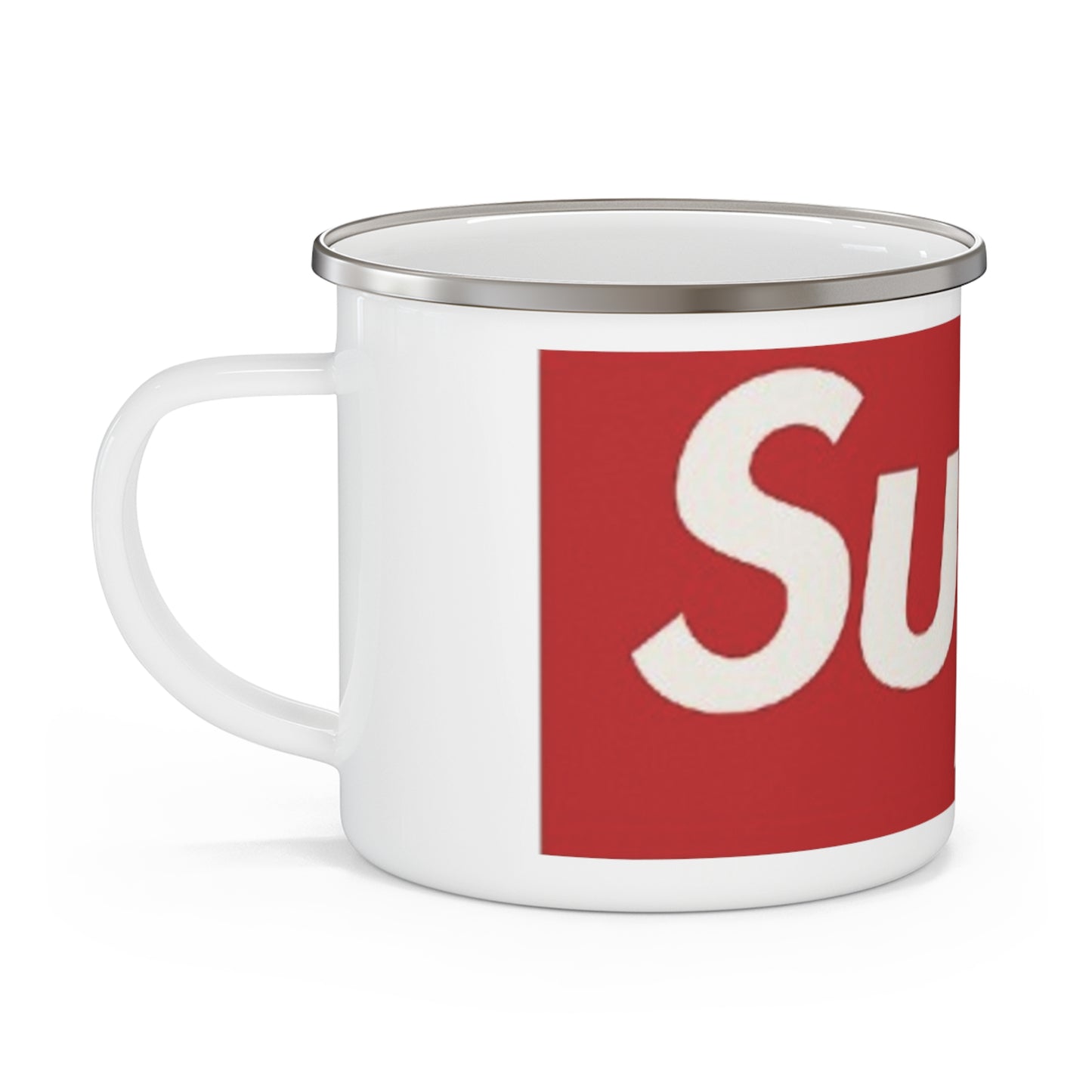 Enamel Camping Mug — Bold Red 'Sup' Retro Logo Camper Cup