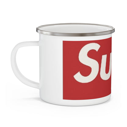 Enamel Camping Mug — Bold Red 'Sup' Retro Logo Camper Cup