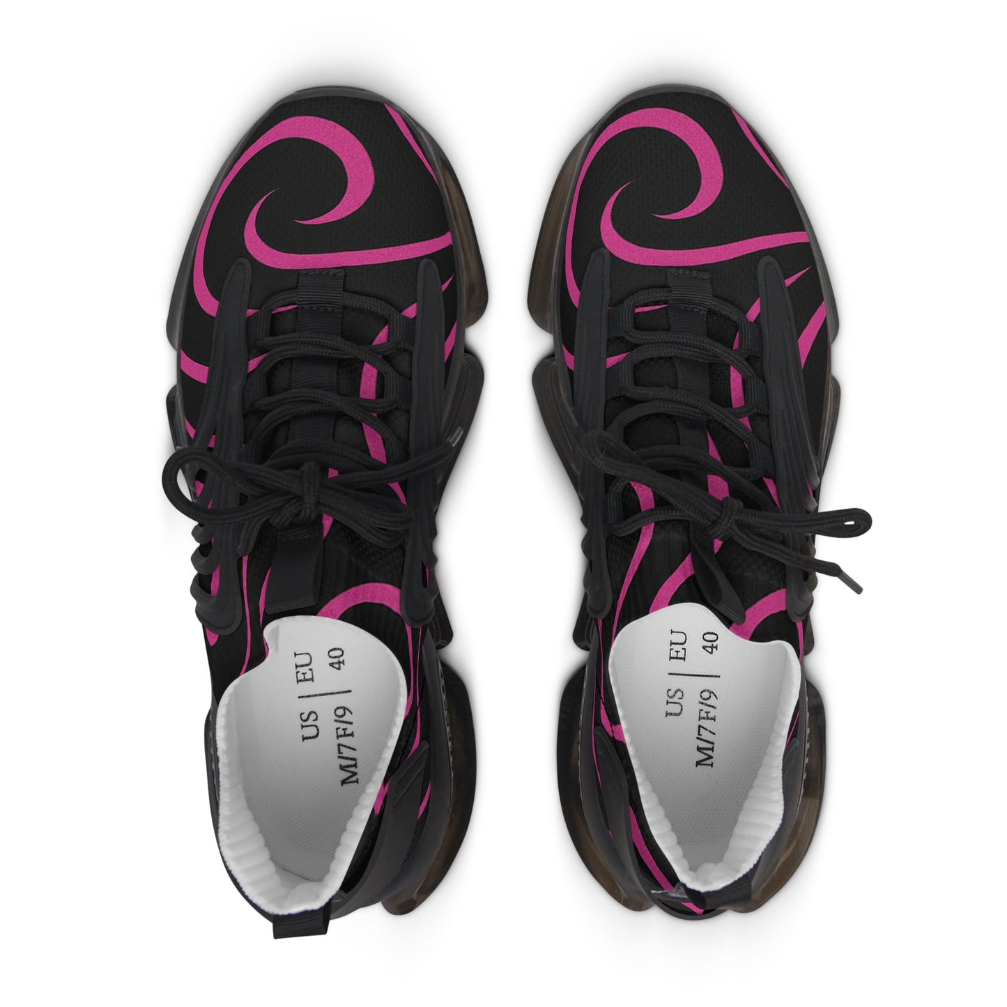 Women's Mesh Sneakers — Black & Hot Pink Swirl Athletic Shoes