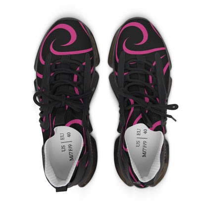 Women's Mesh Sneakers — Black & Hot Pink Swirl Athletic Shoes