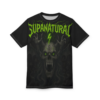 Supanatural Skull Tee — Neon Green Horror Graphic T-Shirt