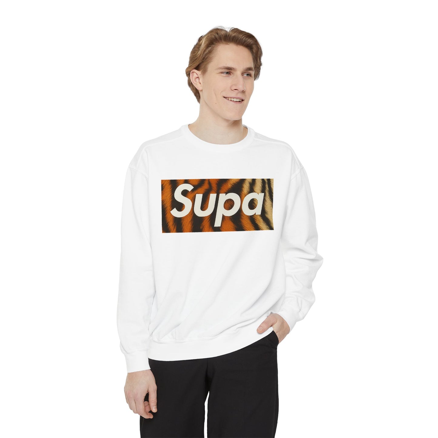 Supa Tiger Unisex Sweatshirt - Trendy Garment-Dyed Apparel