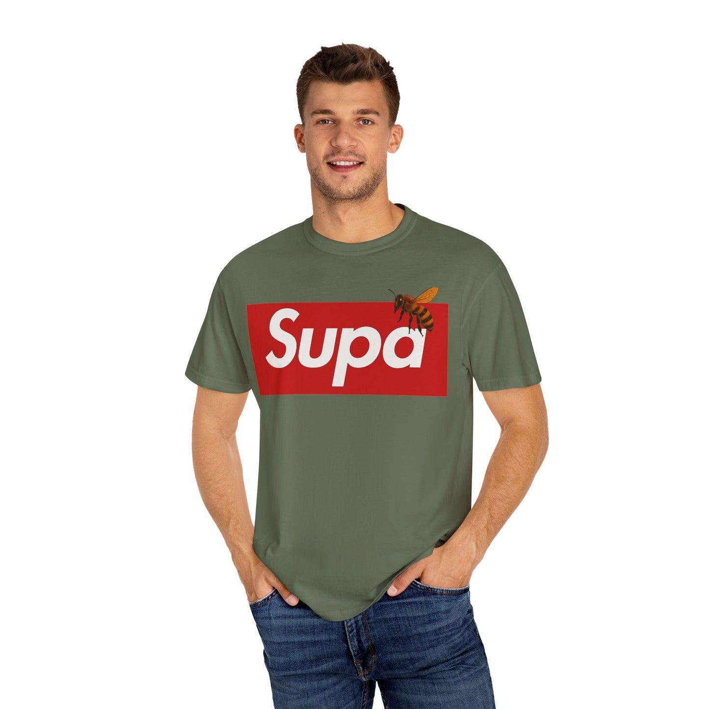 Supa Bee T-Shirt — Retro Box Logo with Honeycomb & Bee Graphic