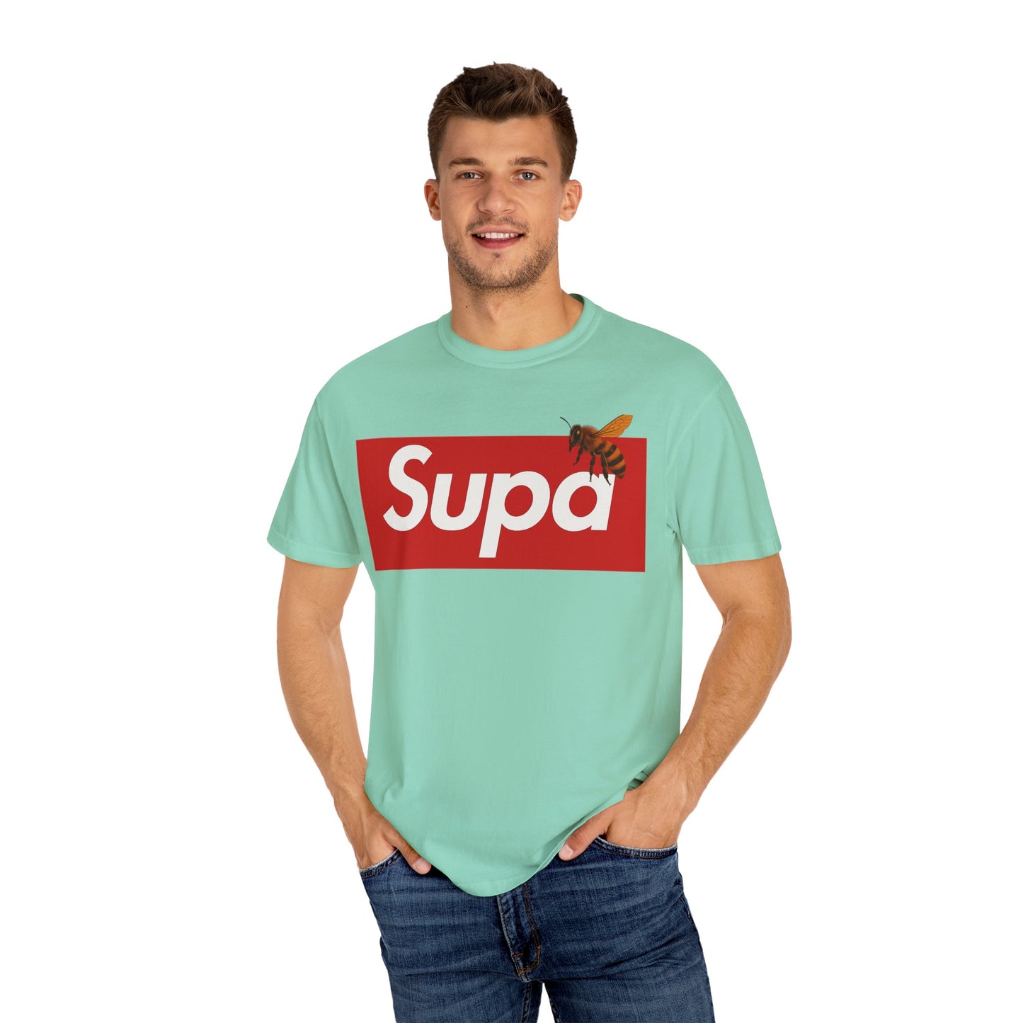 Supa Bee T-Shirt — Retro Box Logo with Honeycomb & Bee Graphic