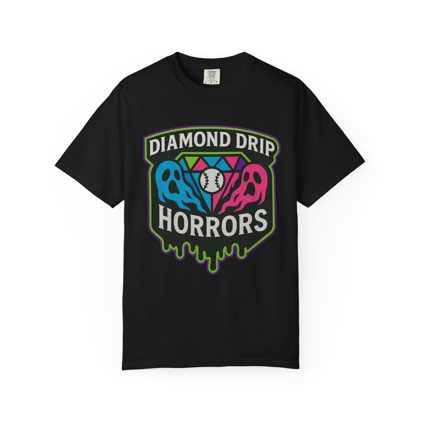 Diamond Drip Horrors Baseball T-Shirt — Fang Fielder Graphic Tee