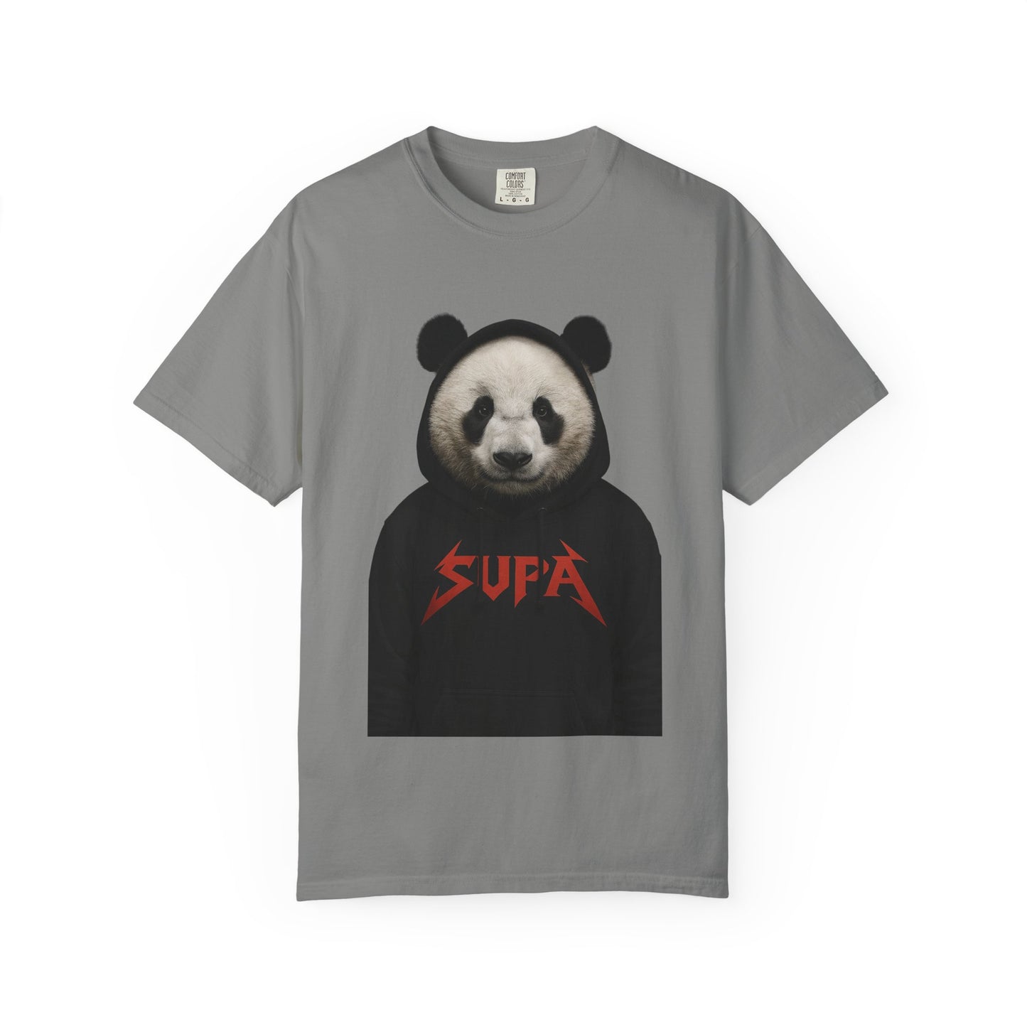 Panda Hoodie Graphic T‑Shirt — 'Supa' Front & 'Off The Map' Zebra Back