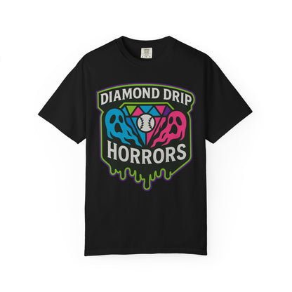 Diamond Drip Horrors T-Shirt — Retro Horror Baseball Graphic Tee