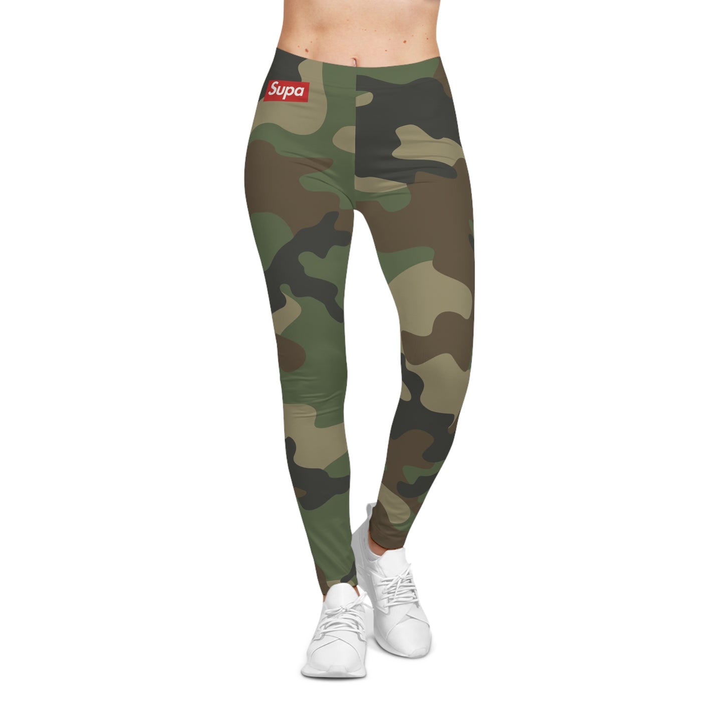 Camo Print Women’s Leggings — All-Over Green Camouflage Activewear