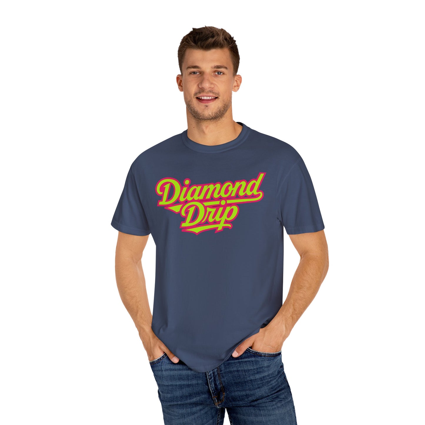 Diamond Drip Graphic T-Shirt — Retro Script Logo Tee