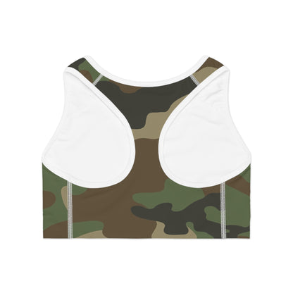 Camo "Supa" Sports Bra — Women's Athletic Crop Top