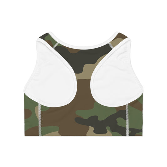 Camo "Supa" Sports Bra — Women's Athletic Crop Top