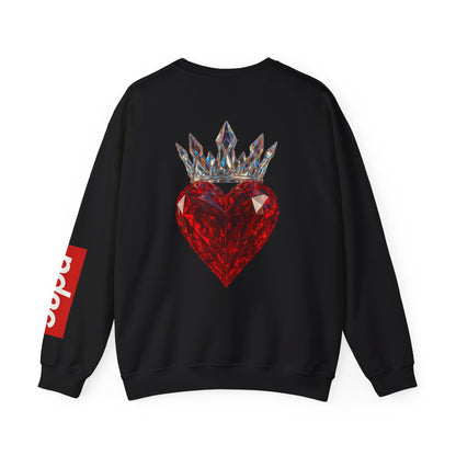 King of Hearts Crewneck Sweatshirt — 'Supa' Card Graphic with Crowned Ruby Heart