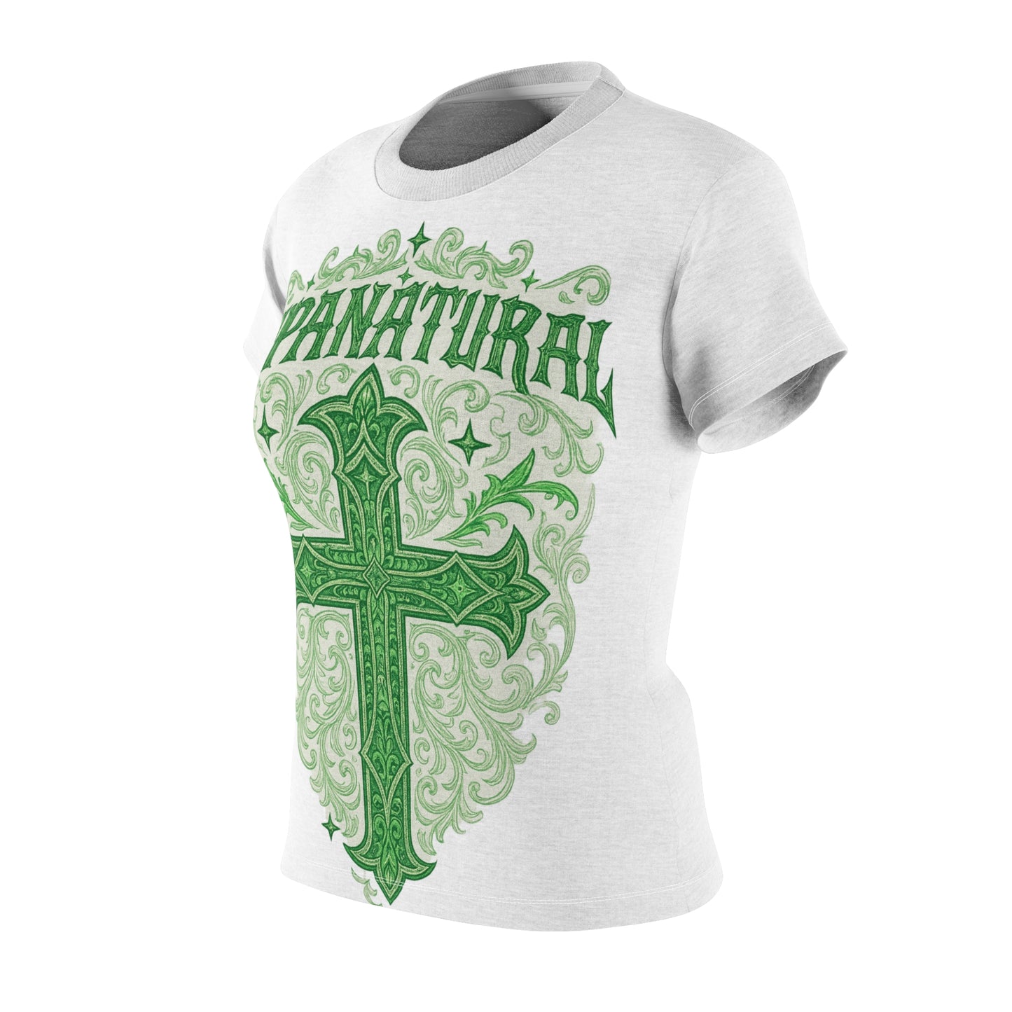 Women's Graphic Tee – 'Supernatural' Green Cross Design