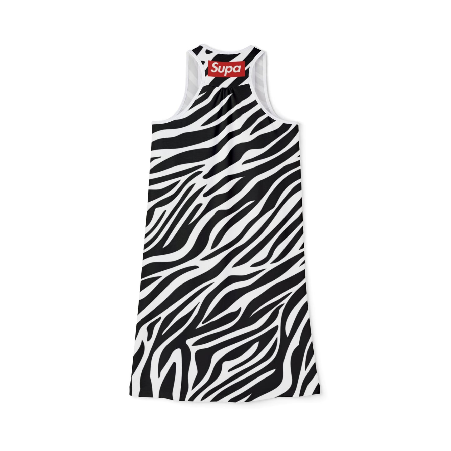 Zebra Print Racerback Dress — Black & White AOP Summer Dress
