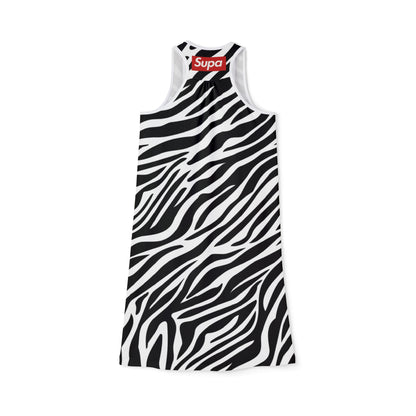 Zebra Print Racerback Dress — Black & White AOP Summer Dress