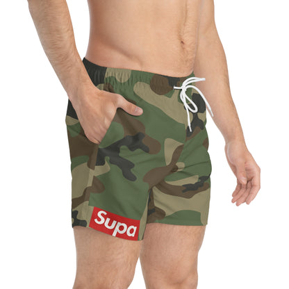 Camo 'Supa' Swim Trunks — Men's All-Over Print Beach Shorts