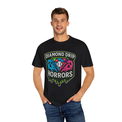 Diamond Drip Horrors Baseball T-Shirt — Fang Fielder Graphic Tee