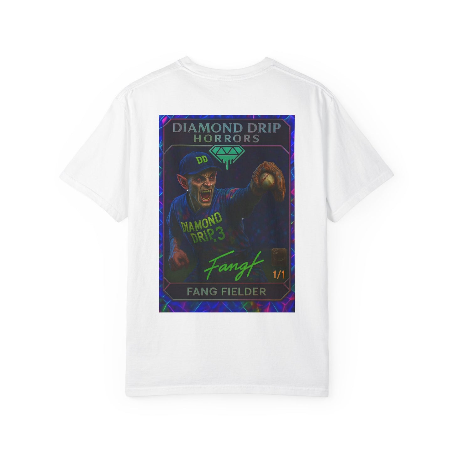 Diamond Drip Horrors Baseball T-Shirt — Fang Fielder Graphic Tee