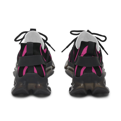 Women's Mesh Sneakers — Black & Hot Pink Swirl Athletic Shoes