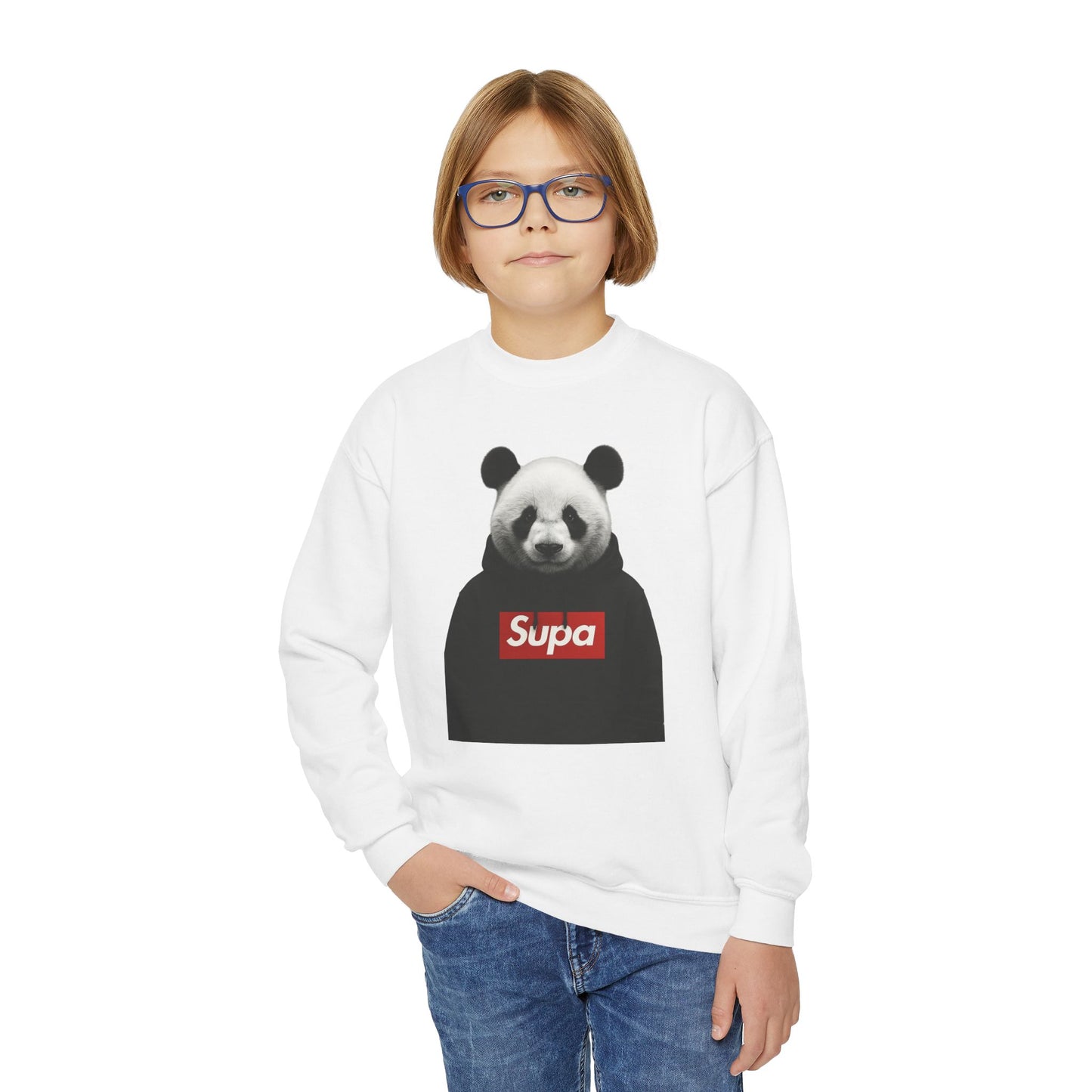 Youth Panda 'Supa' Crewneck Sweatshirt — Peace In A Storm Graphic