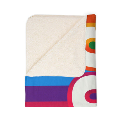 Supa Colorful Striped Fleece Sherpa Blanket — Bold Rainbow 'SUPA' Cozy Throw