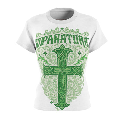 Women's Graphic Tee – 'Supernatural' Green Cross Design
