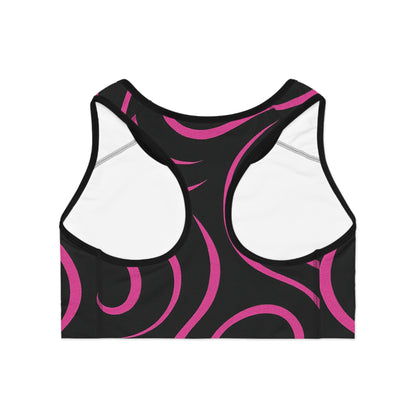 Sports Bra — 'Supa' Pink Swirl Active Crop Top