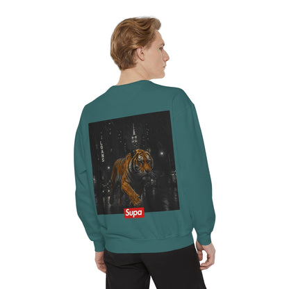 Supa Tiger Unisex Sweatshirt - Trendy Garment-Dyed Apparel