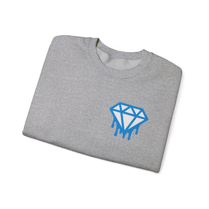 Dripping Blue Diamond Crewneck Sweatshirt — Stadium Nightscape Back Print