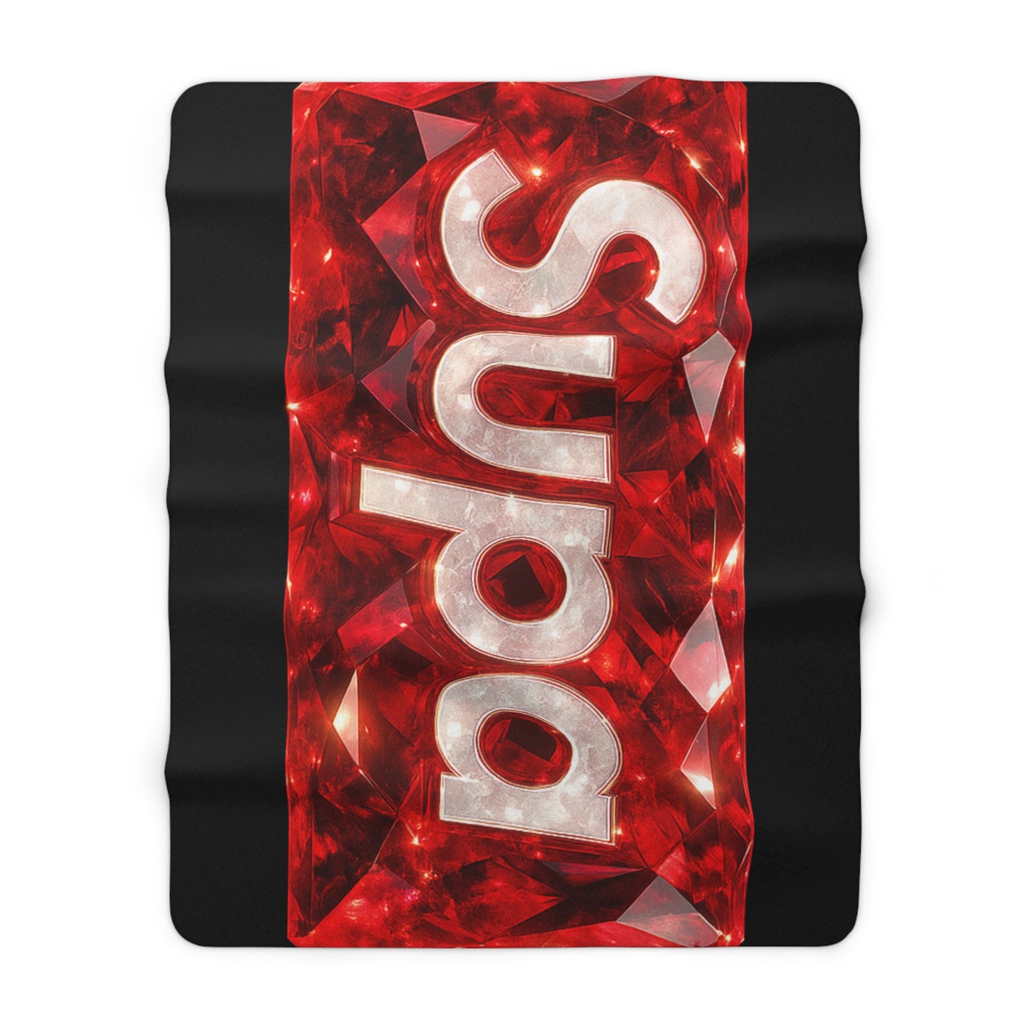 Sherpa Blanket with Red Gem 'Sup' Logo — Cozy Plush Throw for Home & Gifts