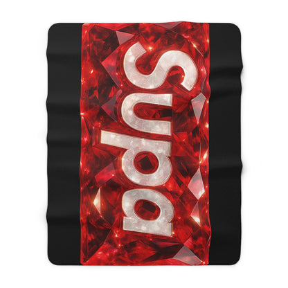 Sherpa Blanket with Red Gem 'Sup' Logo — Cozy Plush Throw for Home & Gifts