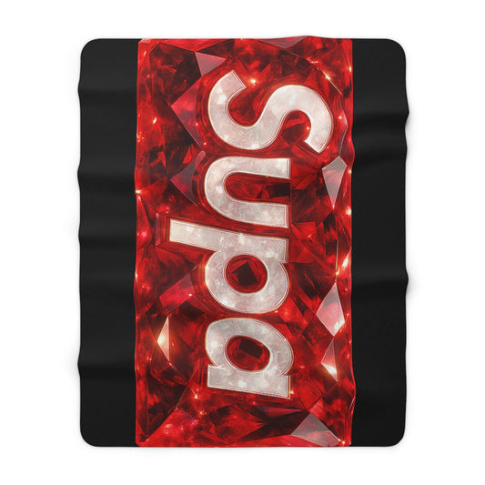 Sherpa Blanket with Red Gem 'Sup' Logo — Cozy Plush Throw for Home & Gifts