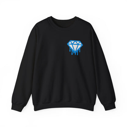 Dripping Blue Diamond Crewneck Sweatshirt — Stadium Nightscape Back Print