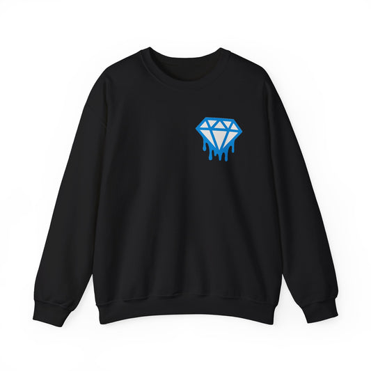 Dripping Blue Diamond Crewneck Sweatshirt — Stadium Nightscape Back Print