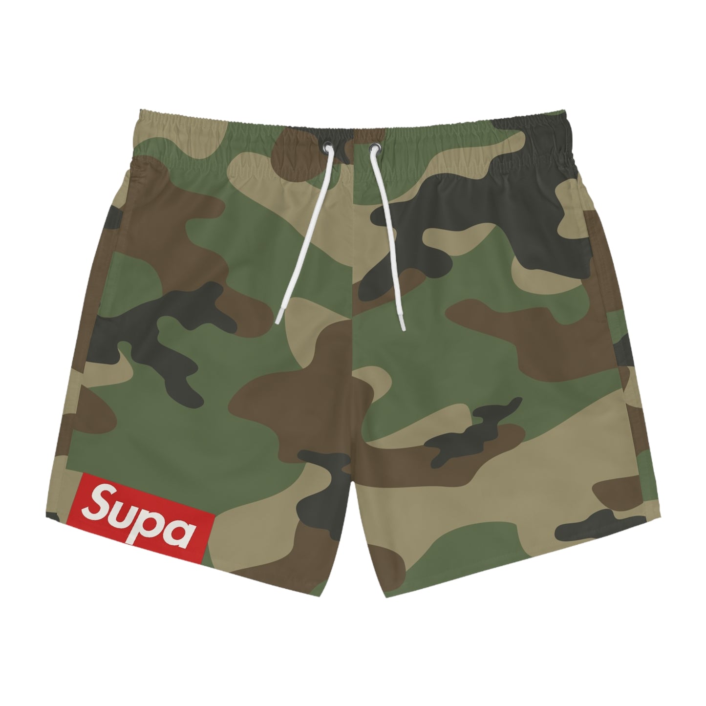 Camo 'Supa' Swim Trunks — Men's All-Over Print Beach Shorts