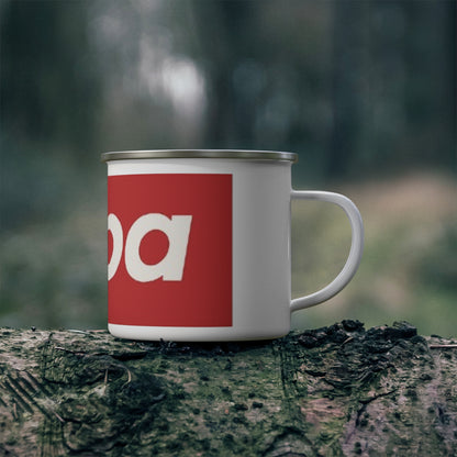 Enamel Camping Mug — Bold Red 'Sup' Retro Logo Camper Cup
