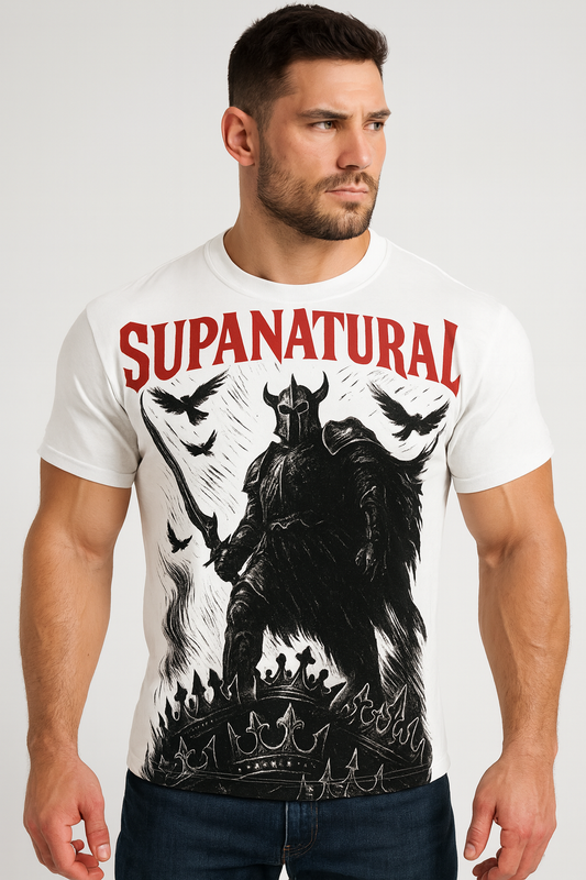 Supanatural Knight Graphic Tee — Gothic Warrior T‑Shirt