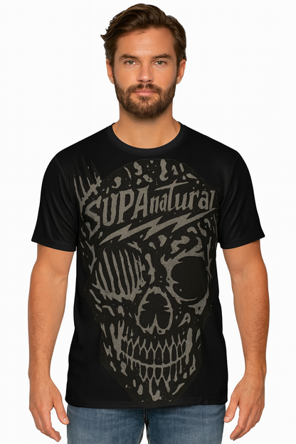 Supa Skull Men's Sports Jersey — Black Graphic Athletic Tee